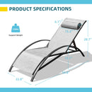 EROMMY Set of 2 Textilene Recliner Chairs All-Weather Outdoor Lounge Chairs with Adjustable Backrest, Patio Chaise Lounges, for Beach Yard Pool,Grey-Erommy